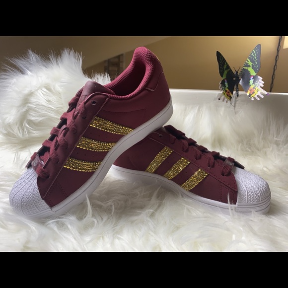 Relisted - Adidas superstar maroon with bling - Picture 2 of 6